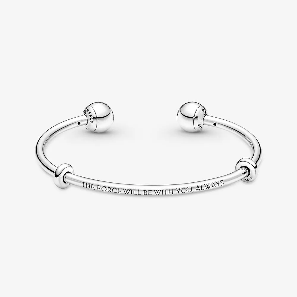 100% 925 argent sterling clair côté sombre logo bracelet ouvert mode mariage fiançailles bijoux accessoires faisant pour les femmes cadeaux2340