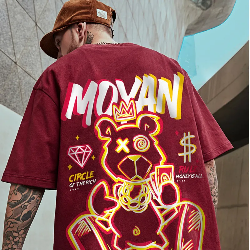 Zazomde Summer High Street T-shirts Men Streetwear Hip Hop Casual Cartoon Print Tees koszulki bawełniane harajuku pary tshirts tops 220621