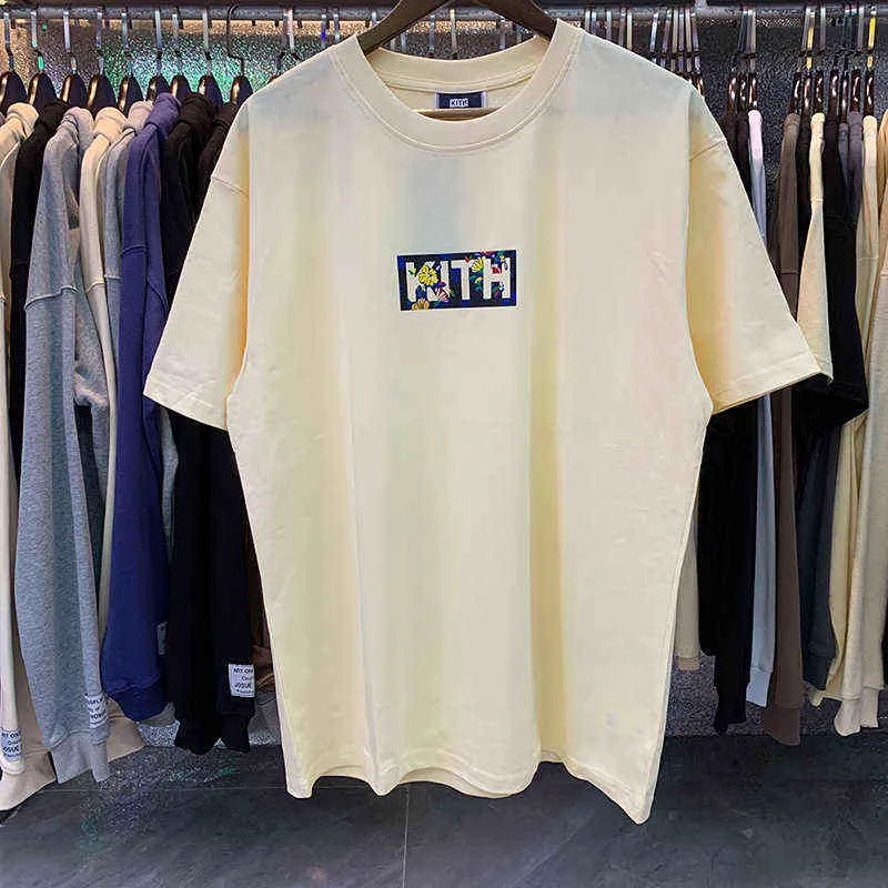 Kith classique boîte t-shirt hommes femmes meilleure qualité fleur impression T-shirt mode Streetwear haut ample à manches courtes