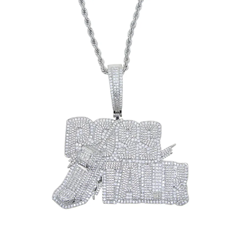 Hip Hop Penant Necklace Iced Out Bling 5A Cubic Zircon Initial Rock Punk Letter Ross Talk Cellular Phone Pendant Halsband smycken252v