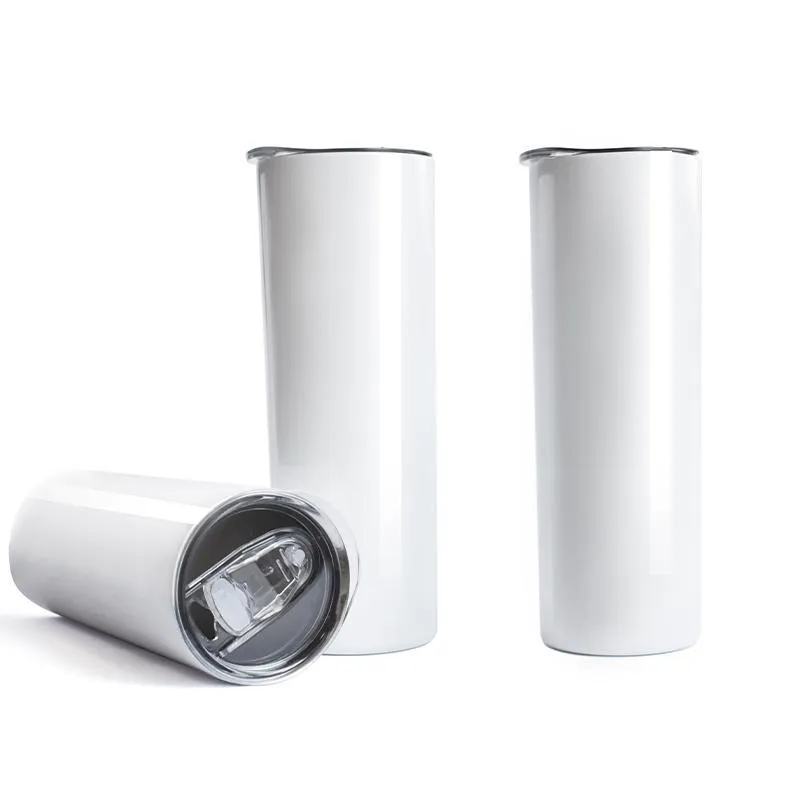 US warehouse stainless steel tumblers coffee mug 20 oz white sublimation blank tumbler straight mug /carton 0518