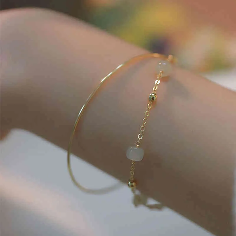 Bracelet Hétian naturel de haute qualité Bracelet à double couche portant le tempérament romantique Tempérament polyvalent des femmes de luxe