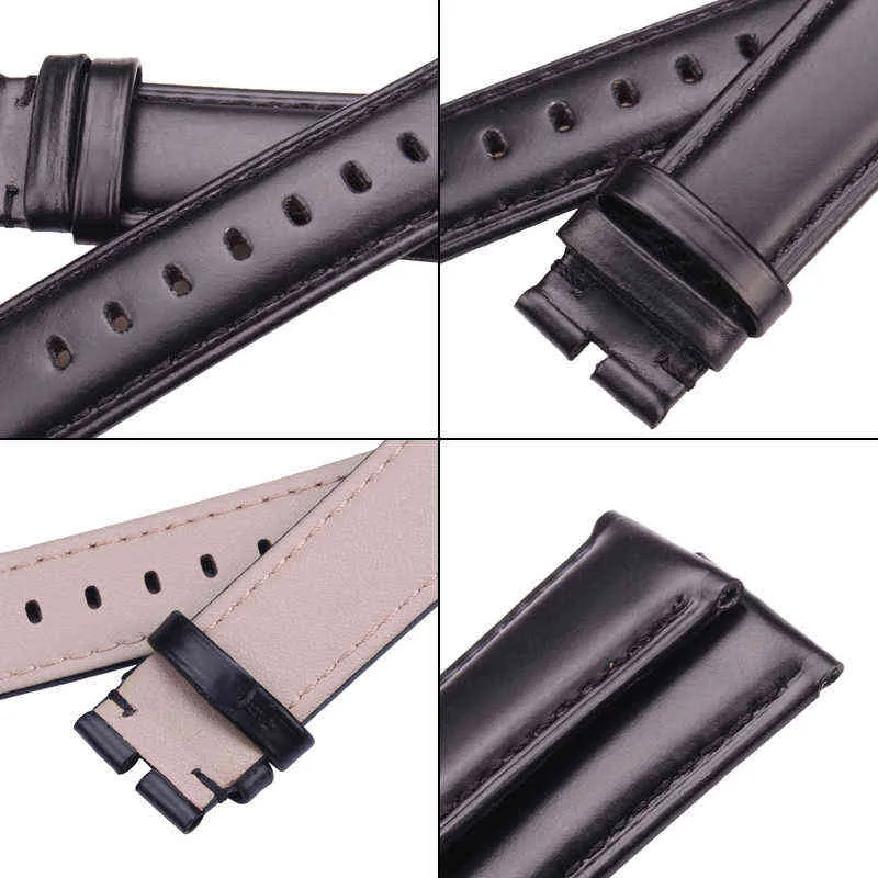 Faixa de alça suave de couro genuíno 18mm - faixas de 24mm preto homens marrom pulseira acessórios de aço inoxidável de aço inoxidável G220420