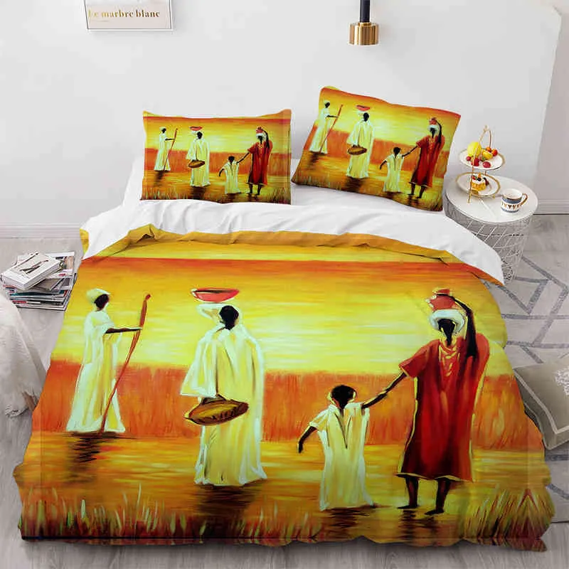 Ancient African Women Bedding Set for Bedroom Soft Bedspreads Comefortable Duvet Cover Quality Comforter Covers and Pillowcase