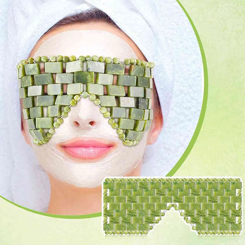 Natuurlijke Jade Oogmasker Koeling Slaap Koude Therapie Facial Spa Anti Aging Wallen Blinddoek Eye Massager Ontspanning Gift220429