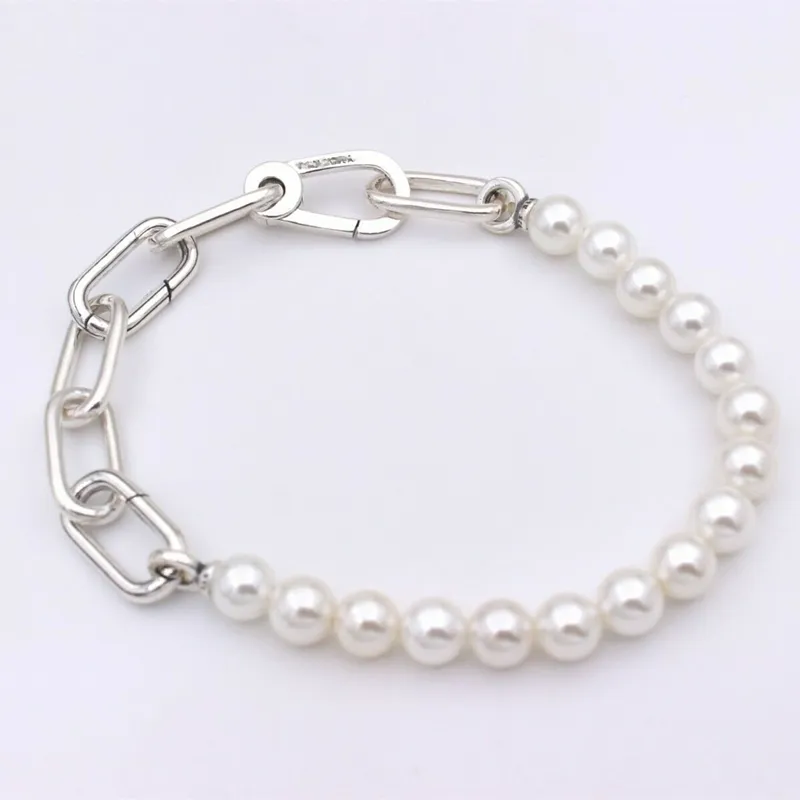 ME Gioielli braccialetti perle in acqua dolce in acqua dolce 925 braccialetti in argento sterling da donna set di perle di perle P con regalo di compleanno di Bangle ale logo 599694C018419146