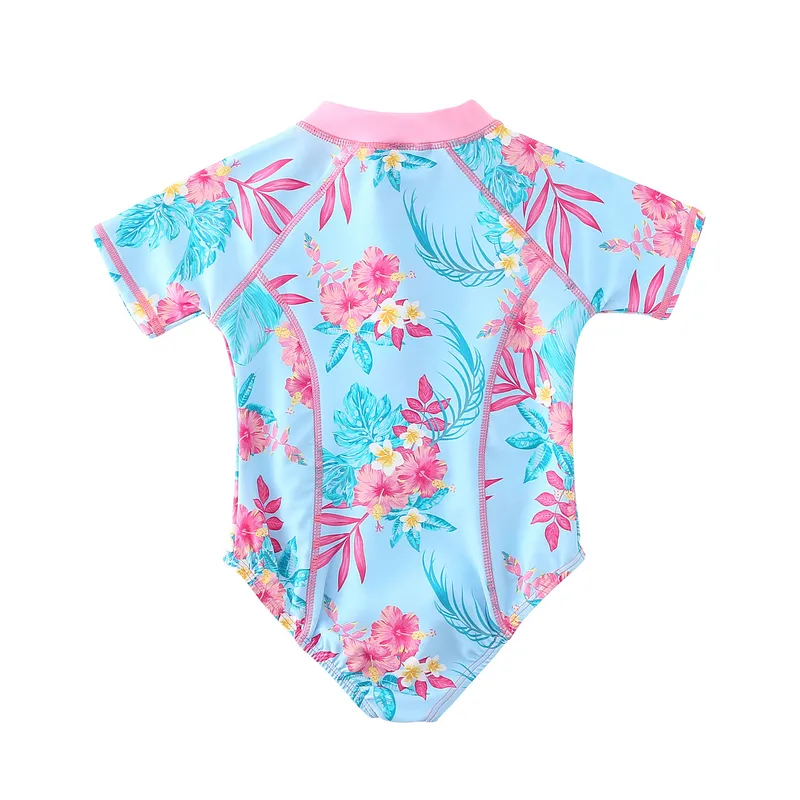 Ere Mayo Baskılı Bikini Sevimli Bebek Kız Mayo Kısa Kollu Bebek Yüzme Takım UPF50  SUNSUIT Çocuklar için 220426