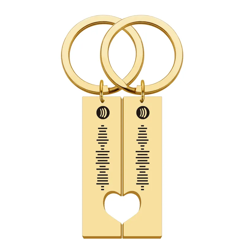 Personlig 2st Music Code KeyChain Set Women Men Graved Song Spotify Scan Customized Heart Family Friends Lovers Key Rings 220516