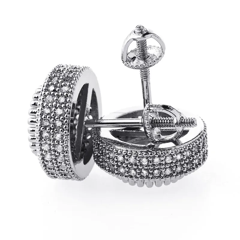 Luxe Designer Mannen Stud Oorbellen Hip Hop Sieraden Mode Vrouwen Ronde Oor Ring Heren Diamanten Oorbellen Iced Out Stud Earing bling Rap212u