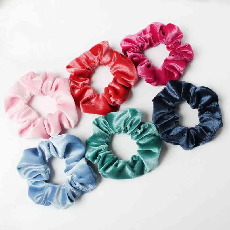 Velvet Scrunchies Wholesale Elastic Hair Bands for Women Solid Color Girls Ponytail Holder Hair Ties Hair Accessories AA220323