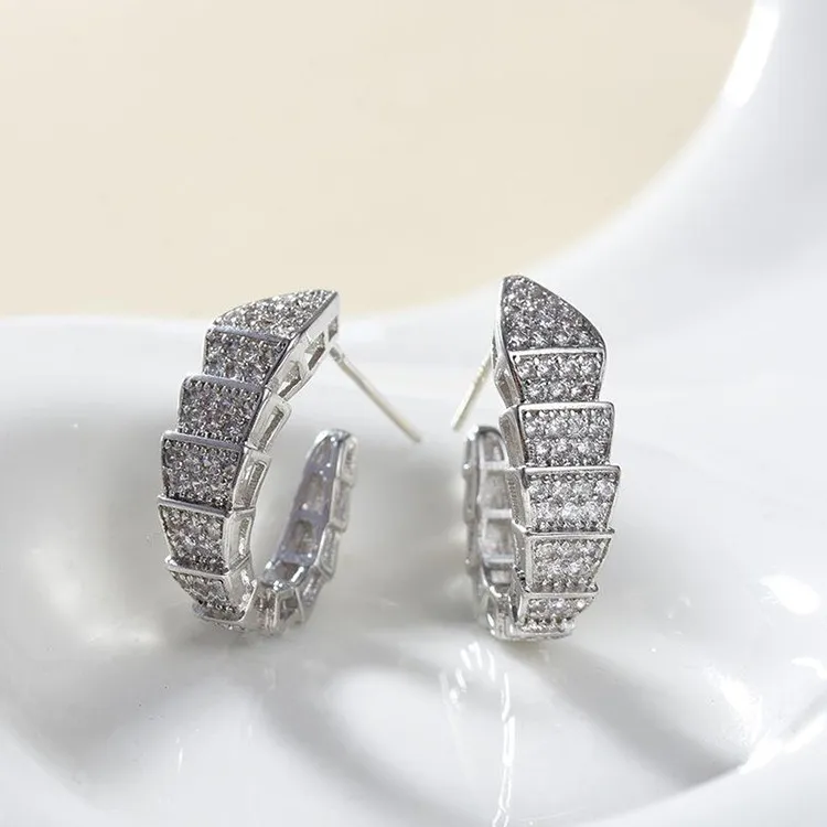 Choucong Boucles d'oreilles Bijoux de luxe Ins Top Vente 925 Sterling Argent Pave Saphir Blanc CZ Diamant Pierres Précieuses Éternité Serpent Wom250w