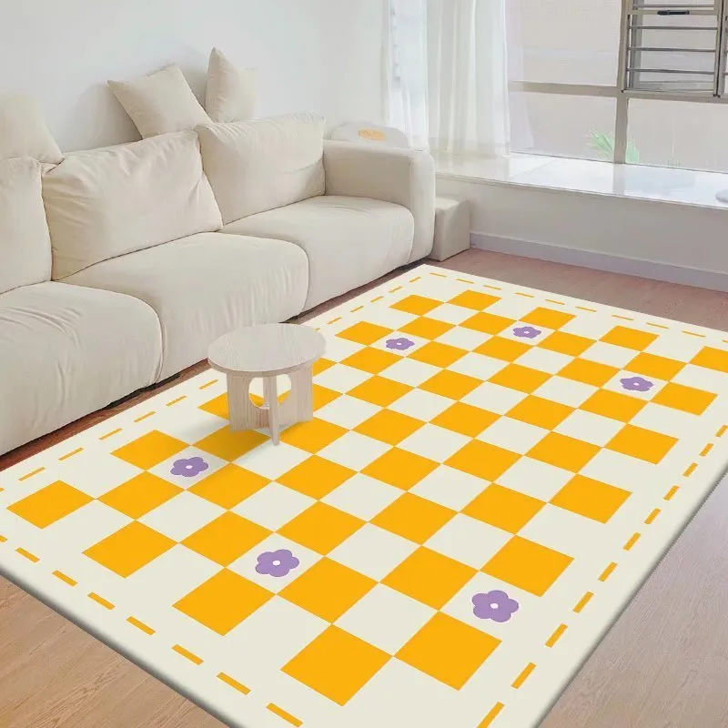 Checkerboard Solid Color Carpets Large Area Rugs For Living Room Non-slip Mat Soft Bedside Rug Girl Bedroom Decor Kid Play Mat