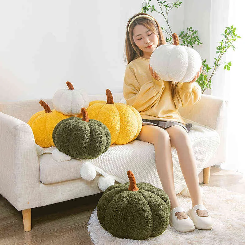 Cm Soft Stuffed Pumpkin Squishy Plush Pillow Cartoon Vegetable Plants Food Halloween Decoration Children Kids Gift J220704