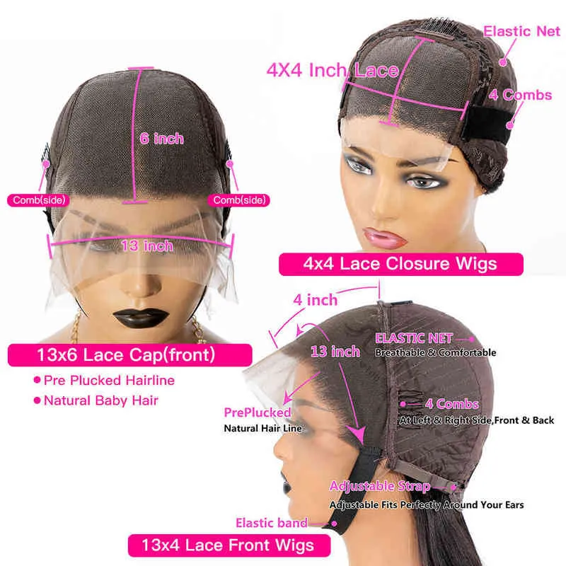 インチVrigin Curly Human Hair Wig x Lace Front S for Woman Deep Wave X Frontal Pre 220606