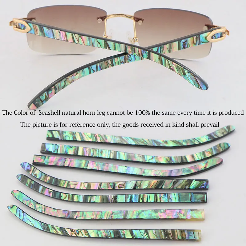Nouveau coquillage original à l'intérieur de lunettes de soleil Buffalo Buffalo Horn pour femmes 3524012 Style de mode Métalles sans rime verticale Male FEM213E
