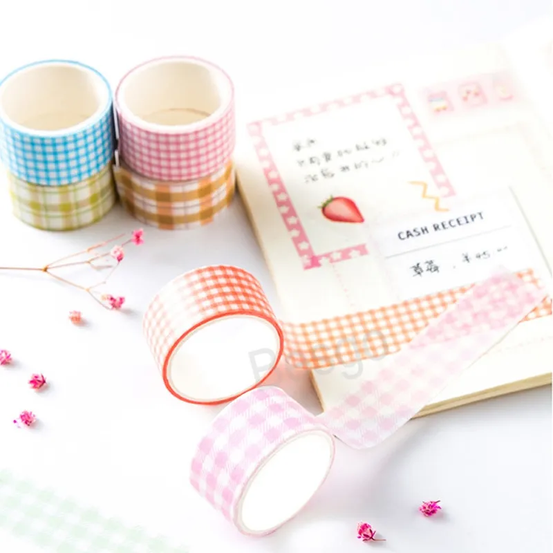 Macaron kleuren lijmbanden DIY Hand Handgereedschap plakboek Dagboek Streep Grid Paper Lijmen Tape Home Decor Sticker 2016 BH6957 TYJ