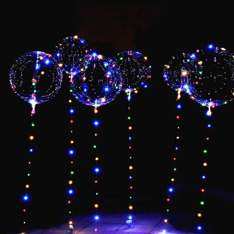 10Pack LED LID UP Bobo Balloons 18inch Glow Plow Planium Balloon مع 3M String Light