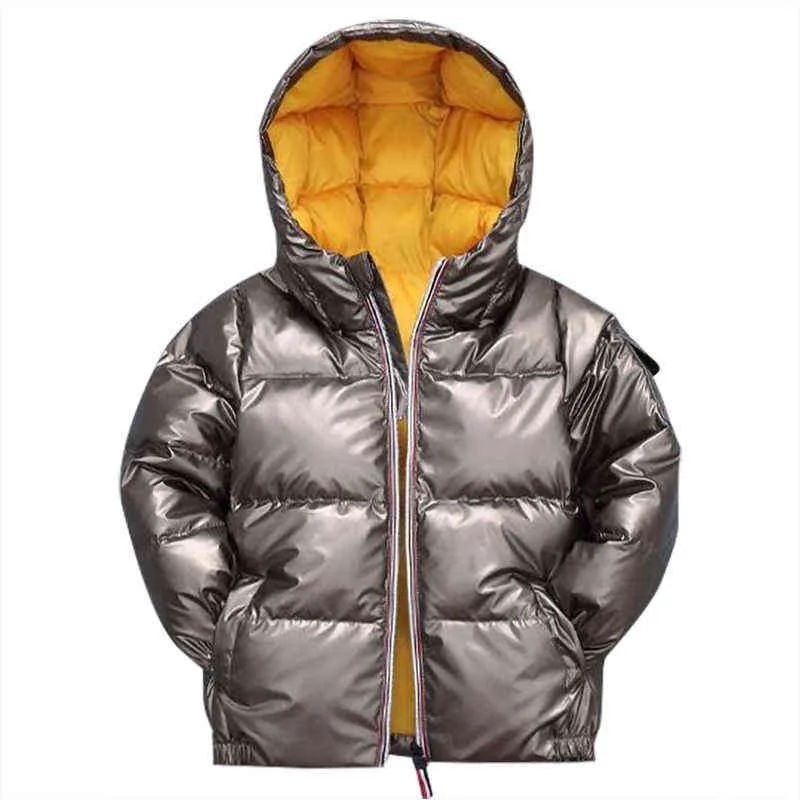 Mode Garçons Vestes Veste D'hiver Enfants Vers Le Bas Veste En Coton Imperméable Habit De Neige Rose Or Argent Veste À Capuche Parka Filles Doudounes J220718