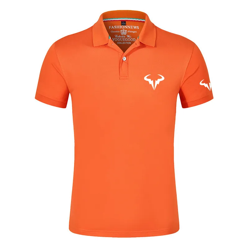 Rafael Nadal Herren Tennisspieler bedrucktes Poloshirt Sommer Kurzarm Kausal Stehkragen T-Shirts Tops Kleidung 220606