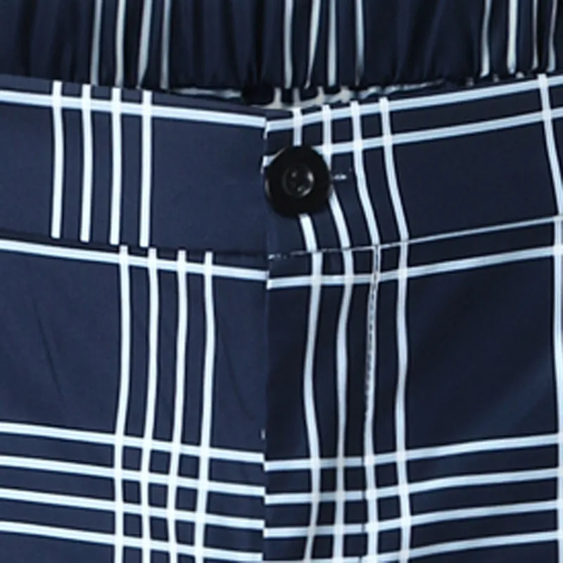 Men's Casual Autumn Plaid Pants Skinny Pencil Zipper Elastic Waist Business Trousers Suit Male Fashion 220330