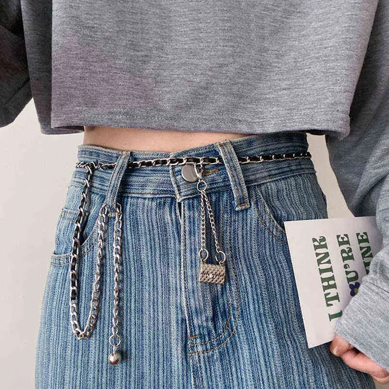 Luxury Brand Designer Metal Chain Belt For Women Bag Pendant Waist Chain Female Dress Jeans Decorative Waistband Accessories Y220521