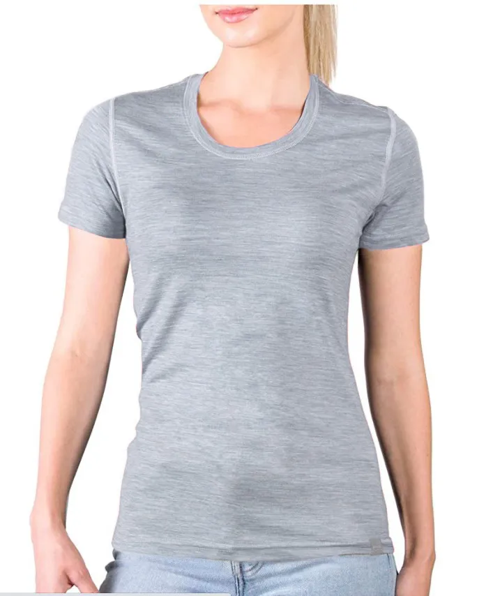 T-shirt a maniche corte da donna in lana merino Strato base 100% lana merino T-shirt a maniche corte da donna strato base USA Taglie forti S-XXL CX220318