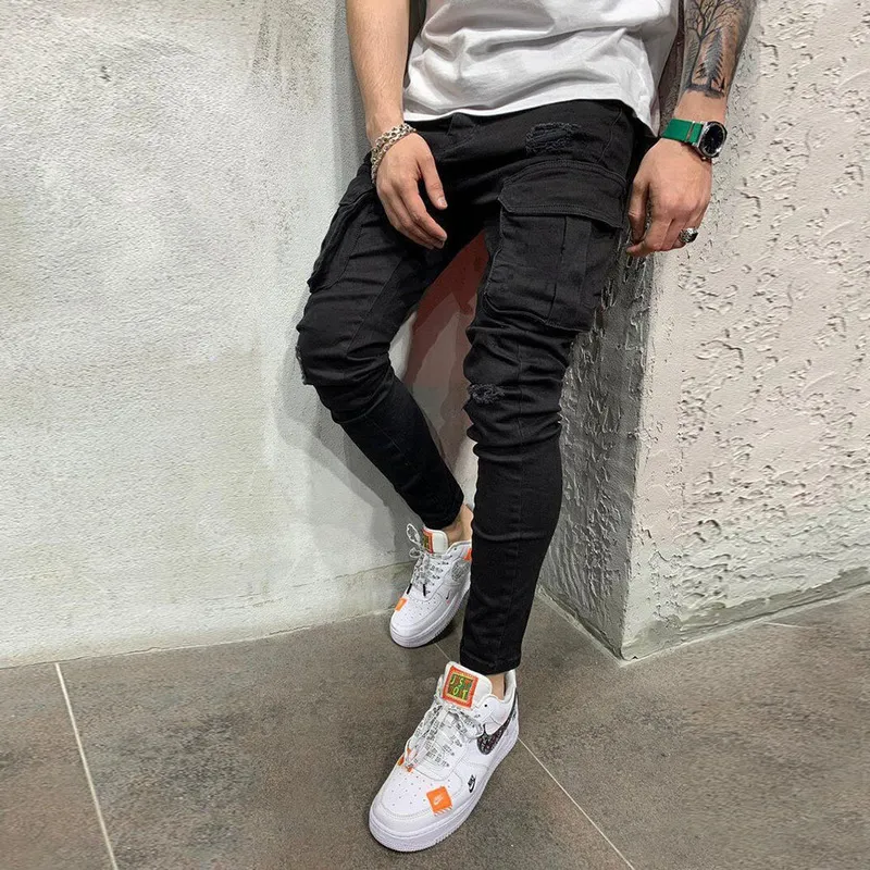 Heren Rekbare Skinny Ripped Jeans Mannen Slim Fit Denim Hoge Kwaliteit Jean Mode Joggingbroek Hiphop Broek Jogger Potlood Broek 220408