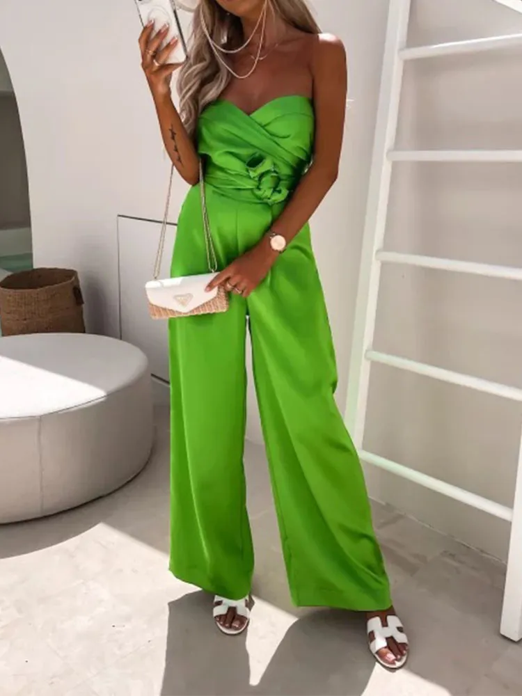 Cross Halter Chest Wrap Vest Topswaist Long Pants Suits Fashion Lady Sets Casual Women Solid Summer Beach Playsuit 220602