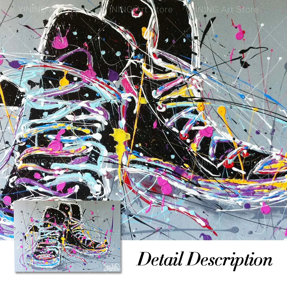 Graffiti Kunst Bunte Schuhe Leinwand Malerei Poster Drucken Wandkunst Bild Für Wohnzimmer Wohnkultur Wanddekoration Rahmenlos