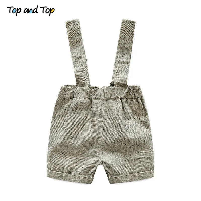 Sommarstil Baby Boy Clothing Set Born Barn 2st Kortärmad T-shirt + Suspenders Gentleman Suit 220326