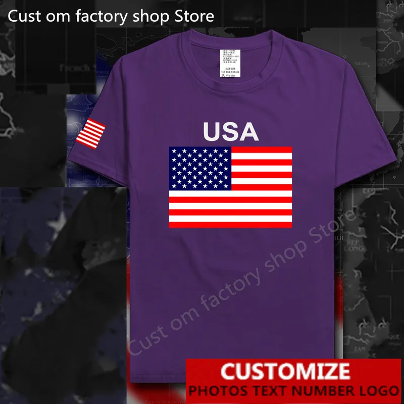 Stany Zjednoczone Ameryki USA T -koszulka darmowa koszulka niestandardowa DIY Numer Numer 100 Cotton High Street Fashion Lose T Shirts 220620