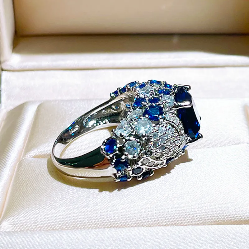Cellacity Classic Silver 925 Ring For Charm Women With Oval Blue Sapphire Gemstones Fingle Fine Jewerly Whole Size 6 10 2207258688109