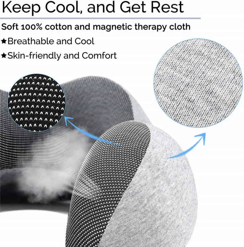 U-form Massagekudde Travel Airplan Memory Foam Cervical Neck Pillows Car Head Neck Rest Air Cushion For Sleep Health Care 220507