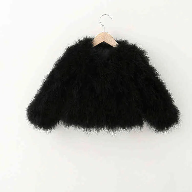 New 2021 Women Child winter encryption 100% natural ostrich feathers turker fur coat boys and girl real fur vest HP510 T220716