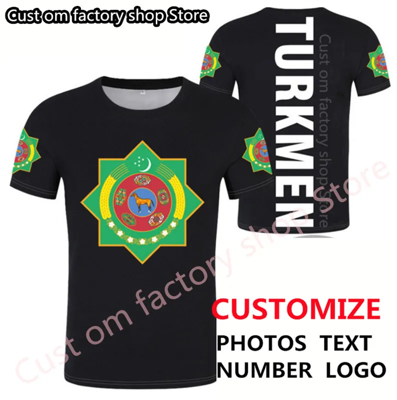 TURKMÉNISTAN t-shirt gratuit nom personnalisé numéro tkm t-shirt drapeau de la nation tm kirghize turkmène pays bricolage imprimer p o texte vêtements 220620