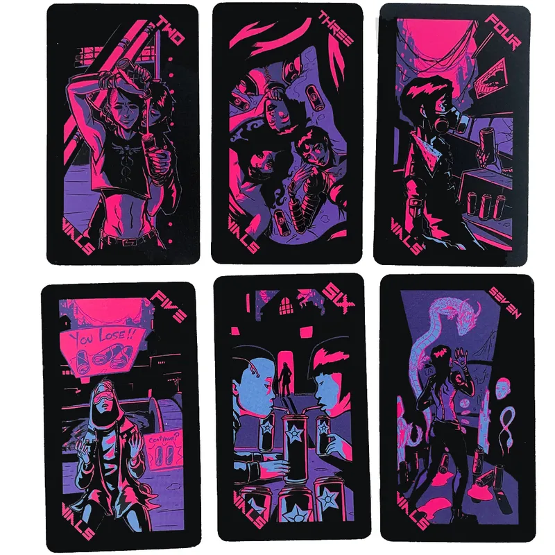 Format de poche Neon Moon Deck avec cartes Tuck Box pour jeu de société de divination du destin et une variété d'options de tarot 220725