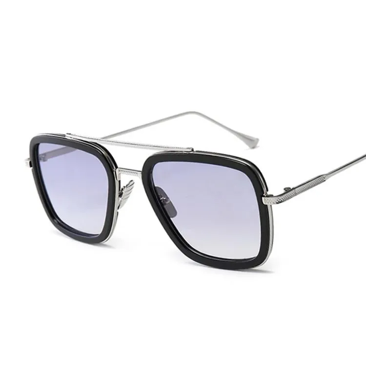 Solglasögon steampunk svart man kvinna speglade designer märkesglasögon vintage blå lins sol kvinnlig uv400286k