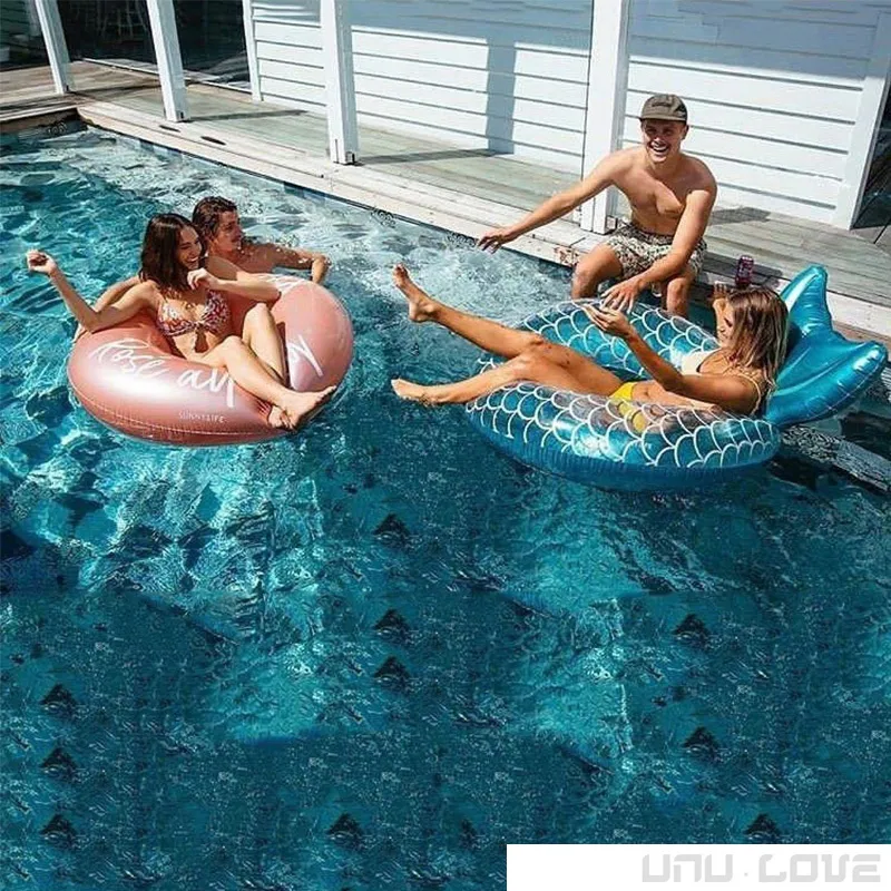 Sirène avec dossier bouée piscine anneau de natation gonflable tours de natation adultes anneaux flottants 6451097