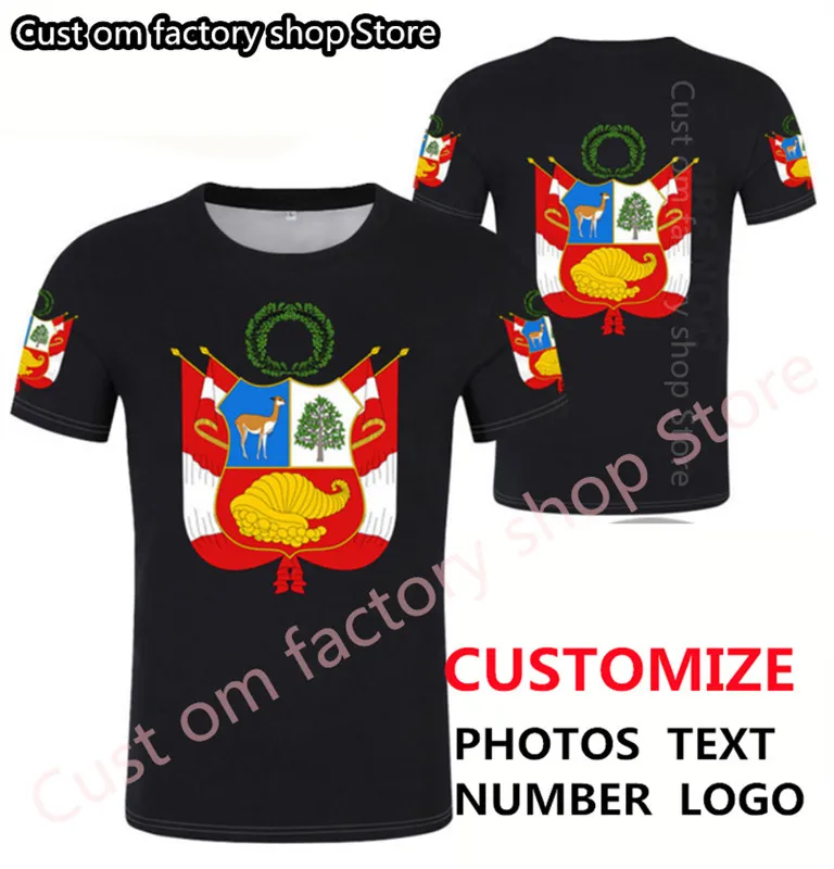 ペルーTシャツDIY無料カスタム名Tシャツ国家旗PE共和国ペルースペインのカントリーカレッジテキストPO衣服2206​​09