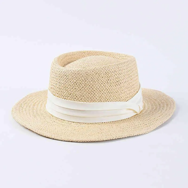 女性用の新しい手作りのストロービーチハット夏休みパナマキャップファッションcon濃い日焼け防止バイザー帽子