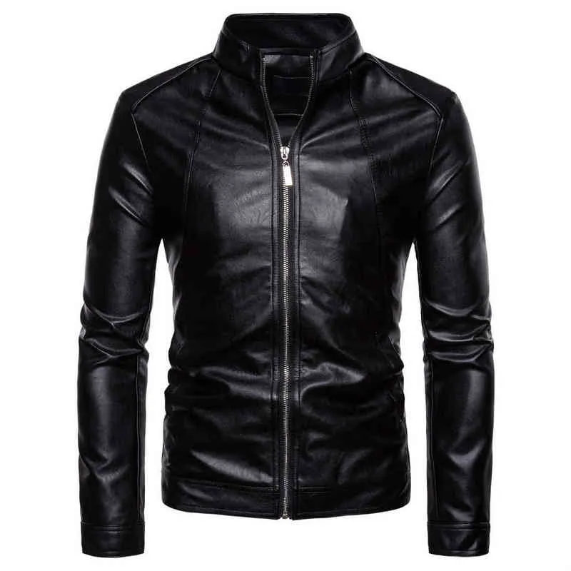 Mens Biker Moto Jacket Stand Collar Moto Giacche casual in ecopelle Fashion Man Black PU Jacket con maniche lunghe Large Size 5xl L220725