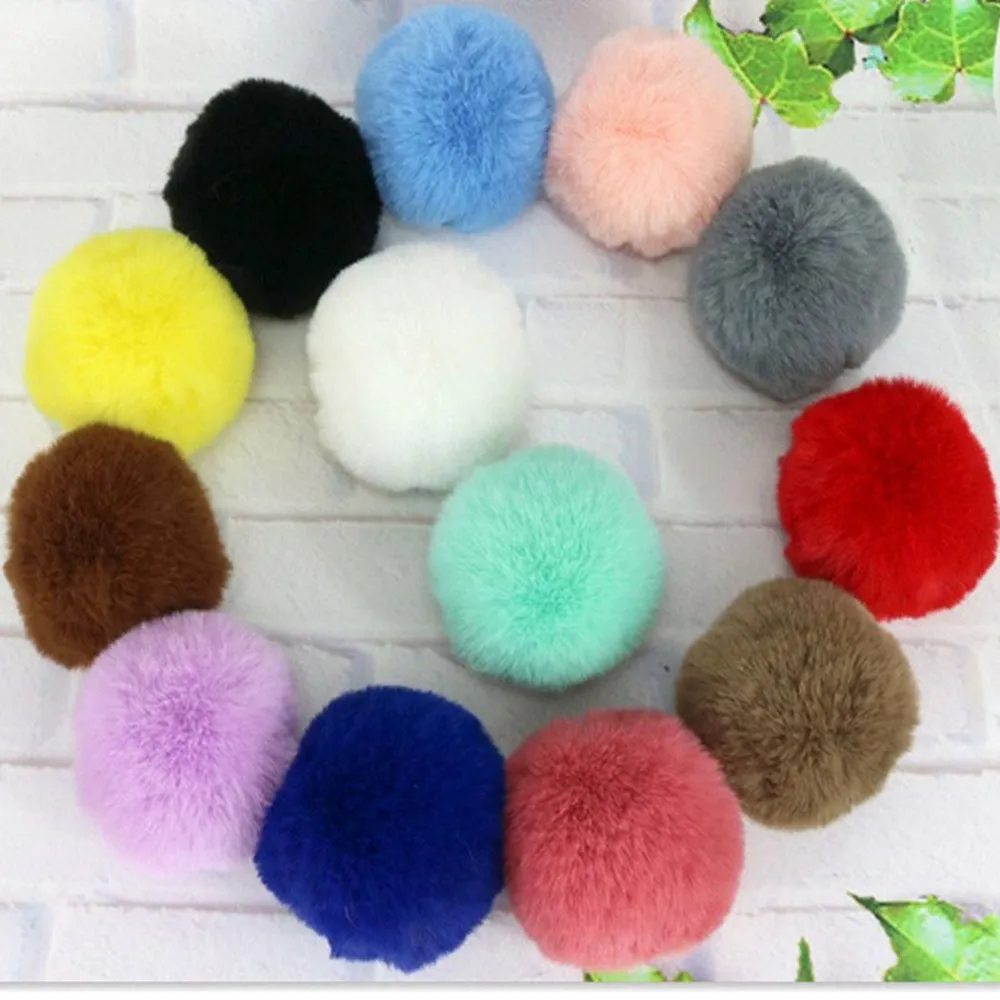 Artificial Rabbit Fur Ball Plush Fuzzy Fur Key Chain Ball Keychain Car Bag Keychain Key Ring Pendant Jewelry with Ring sxjun2