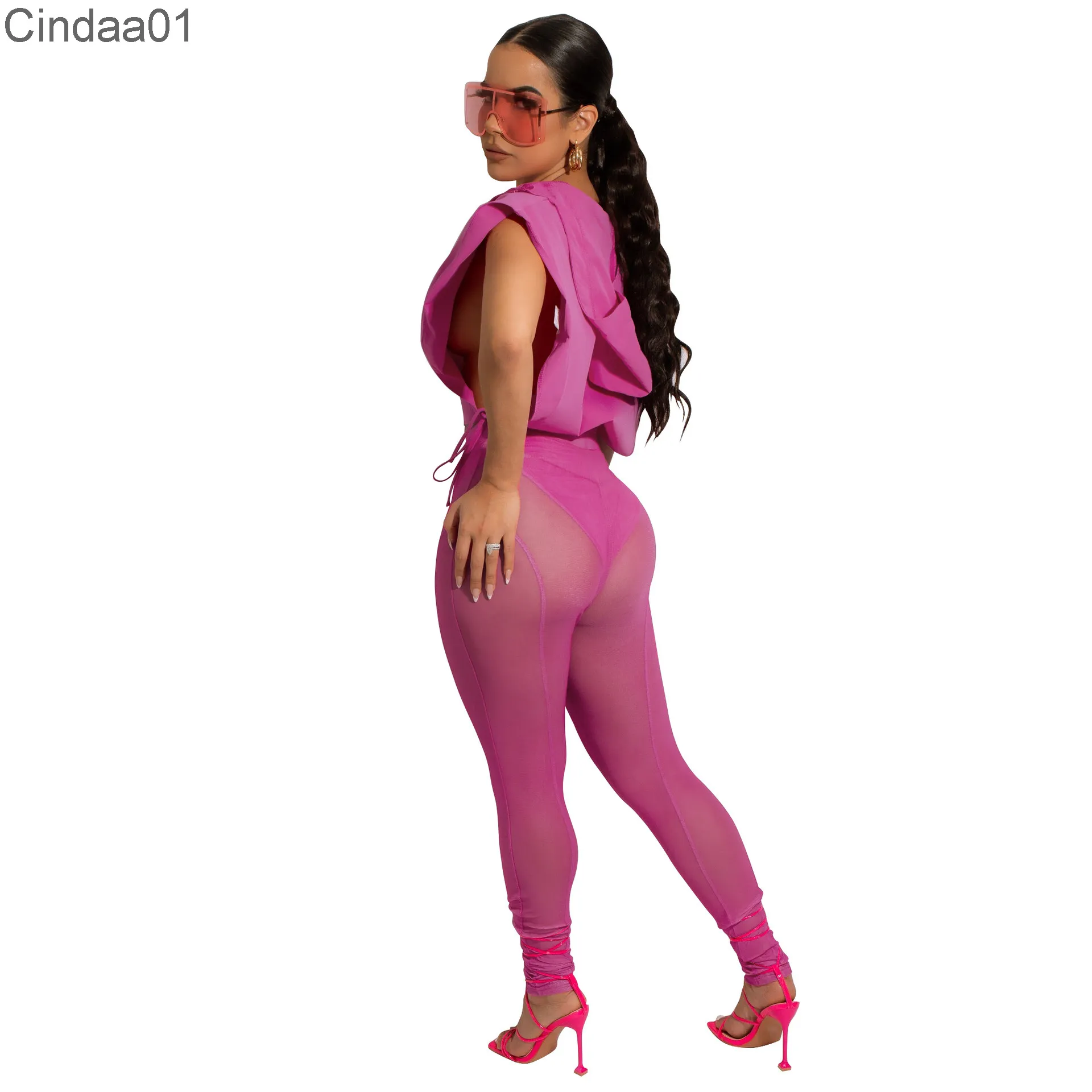 Tuta In Pizzo Sexy Con Maniche Lunghe - Salopette Trasparente Per Club E Pole Dance - Foto 2