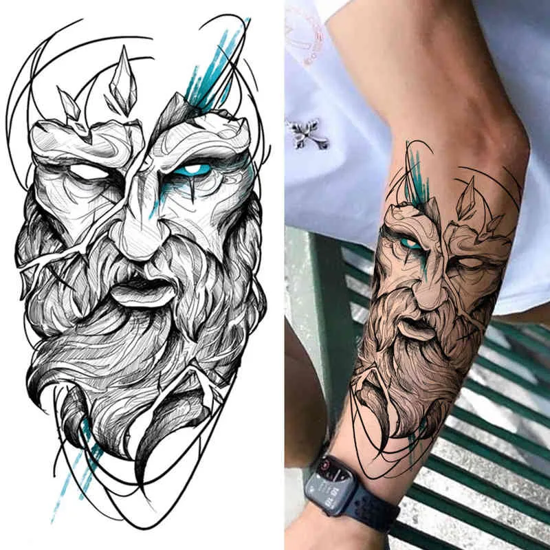 NXY Temporary Tattoo Forest Tiger s for Men Women Kids Lion Skull Cross Sticker Black Compass Skeleton Tatoos Leg Thigh 0330