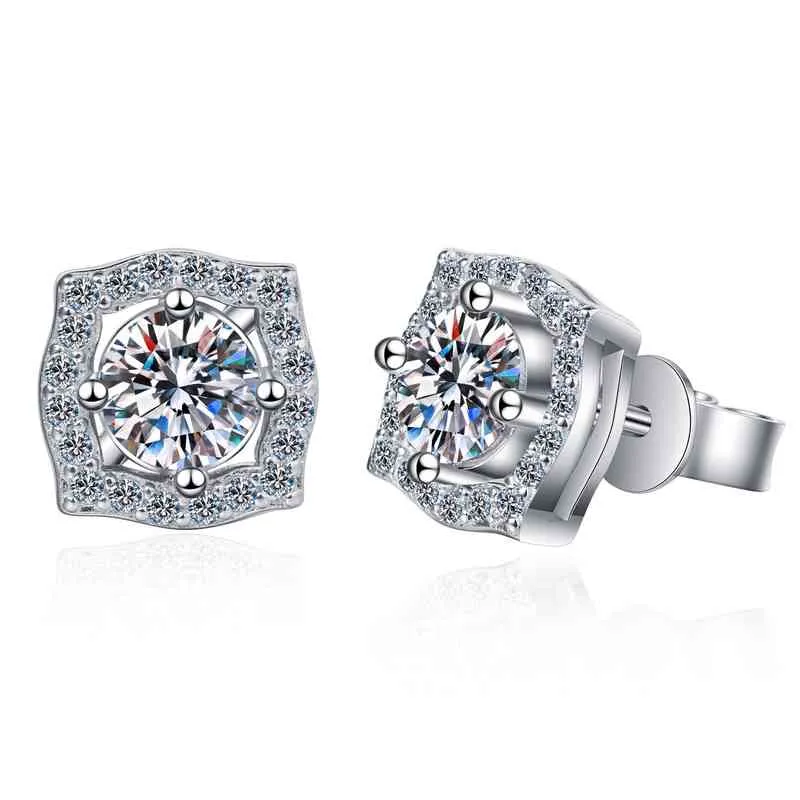 Boucles d'oreilles Moissanite véritable 2ct VVS1 Lab diamant 14K plaqué or blanc boucle d'oreille en argent sterling pour femmes oreille Stud Fine Jewelry8082076