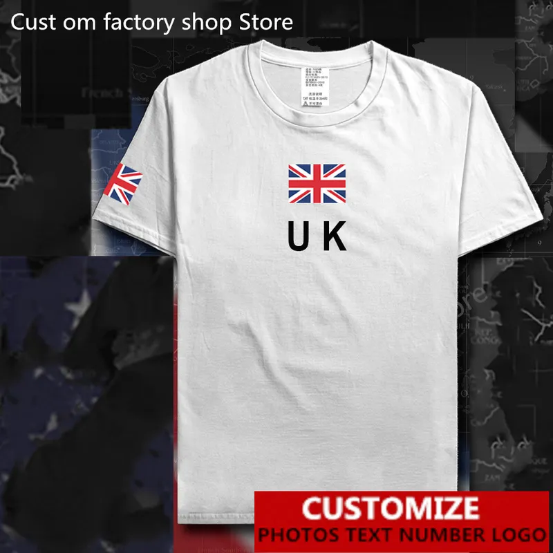 Royaume-uni royaume-uni de grande-bretagne pays drapeau t-shirt gratuit maillot personnalisé bricolage nom numéro 100 coton t-shirts 220616
