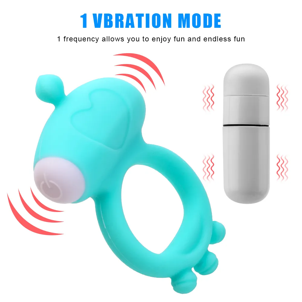 OLO Silikon Penis Ring Vibrierende Verzögerung Ejakulation Cock Männlich sexy Spielzeug Klitoris Stimulator Bullet Vibrator für Männer