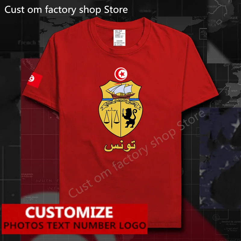 Tunisie Tunisien Pays Drapeau T-shirt Gratuit Maillot Personnalisé DIY Nom Numéro 100 Coton T-shirts TUN Arabe Tunisie Tees 220620