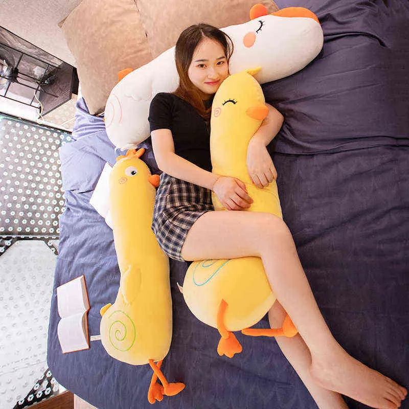 CM Cartoon Animal Yellow Duck Chicken Plush Toy fylld Swan Soft Long Sleeping Pillow Dolls Children Birthday Present J220704