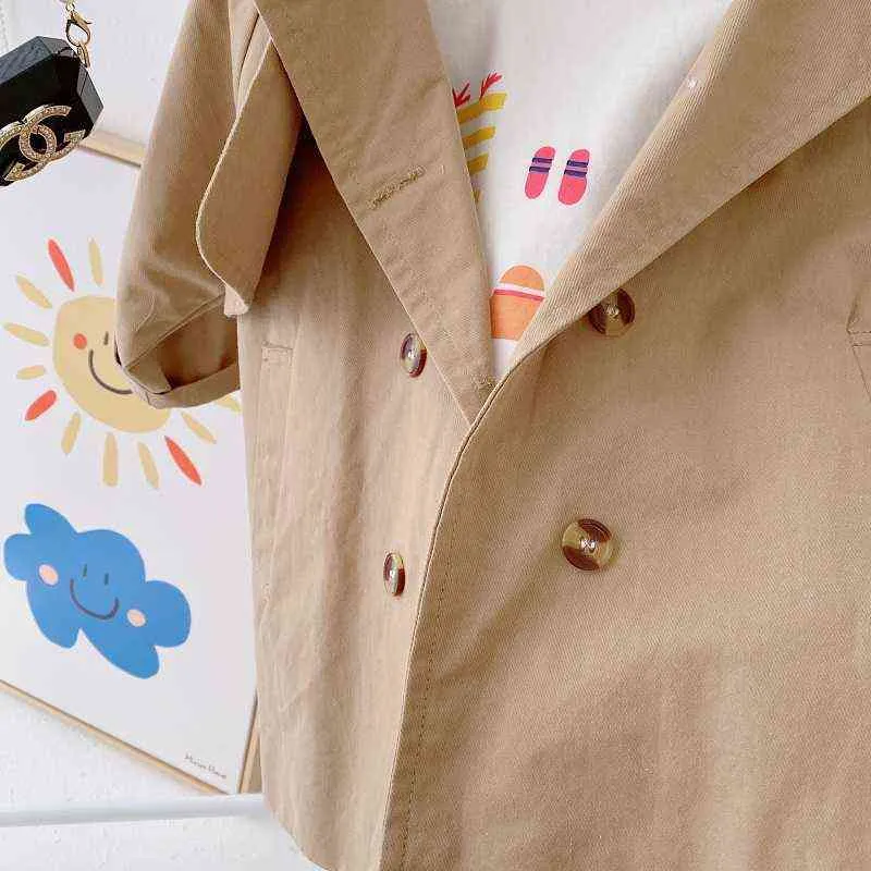 ファッション女の男の子トレンチコットンベイビー幼児の子供ウィンドシールドジャケット秋の春のファブリックジャケットチャイルドランウェイ服1-7y J220718